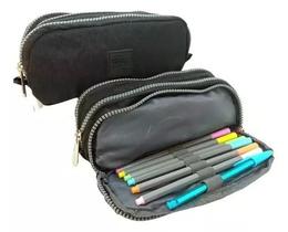 Estojo Escolar Triplo Organizador Grande Divisórias Crinkle