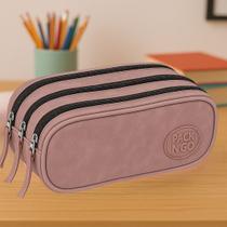 Estojo Escolar Triplo Pack N'go Grande 3 Compartimentos 2 Cores