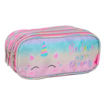 Estojo Escolar Triplo Unicórnio Rosa Pack Me Magic Dreams Estojo Escolar Triplo Unicórnio Rosa Pack Me Magic Dreams