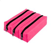 Estojo Escolar Triplo Unissex Ziper Espaçoso 3 Compartimentos