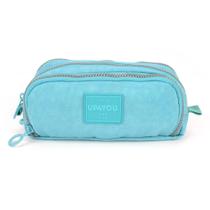 Estojo Escolar Up4You Zíper Triplo Tecido Crinkle Turquesa Estojo Escolar Up4You Zíper Triplo Tecido Crinkle Turquesa