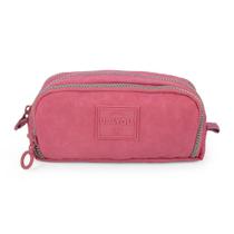 Estojo Escolar Up4You Zíper Triplo Tecido Crinkle Vinho