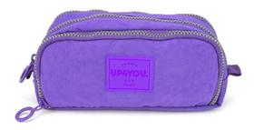 Estojo Escolar Up4You Zíper Triplo Tecido Crinkle Violeta - Luxcel
