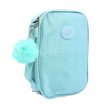 Estojo Escolar Verde Claro Pompom Organização Completa Fofo Volta as Aulas Tendência Menina Menino
