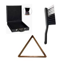 Estojo + Escova + Triangulo Numerada Caixa Sinuca Bilhar Bar