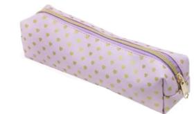 Estojo estampado 1 ziper lilas e dourado