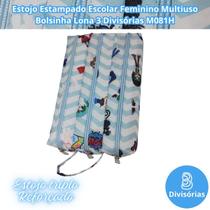 Estojo Estampado Escolar Feminino Multiuso Bolsinha Lona 3 Divisórias M081H Estojo Estampado Escolar Feminino Multiuso Bolsinha Lona 3 Divisórias M081H