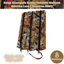 Estojo Estampado Escolar Feminino Multiuso Bolsinha Lona 3 Divisórias M081J Estojo Estampado Escolar Feminino Multiuso Bolsinha Lona 3 Divisórias M081J