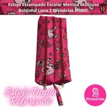 Estojo Estampado Escolar Menina Multiuso Bolsinha Lona 2 Divisórias M080C