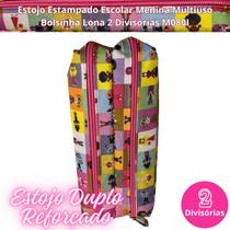 Estojo Estampado Escolar Menina Multiuso Bolsinha Lona 2 Divisórias M080I