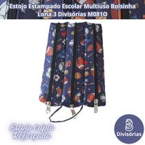 Estojo Estampado Escolar Multiuso Bolsinha Lona 3 Divisórias M081O