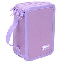 Estojo Feminino Escolar 72 Lápis Com 4 Divisórias Rosa Roxo Necessaire Grande
