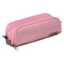 Estojo Feminino Ls Bolsas Em Poliéster Rosa Com Bege De 3 Divisões Com Organizador Para Lápis E Caneta Estojo Feminino Ls Bolsas Em Poliéster Rosa Com Bege De 3 Divisões Com Organizador Para Lápis E Caneta
