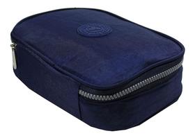 Estojo Feminino Quadrado Infantil Juvenil Retangular Grande Cor : Azul Marinho