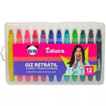 Estojo GIZ de Cera Luluca Retratil 12 Cores Jumbo Escolar