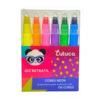 Estojo GIZ de Cera Luluca Retratil 6 Cores Neon