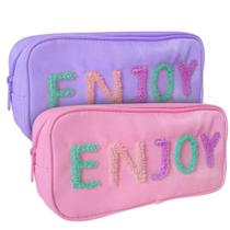 Estojo Grande Enjoy Um Ziper Cores Sortidas 24x22x6cm