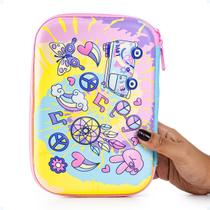 Estojo Grande Organizador Escolar Feminino Box 3D Resistente