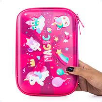 Estojo Grande Organizador Escolar Feminino Box 3D Resistente