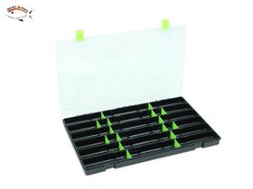 Estojo Grande P/ Iscas Fundo Preto e Tampa Transparente - C/ 24 Divisões