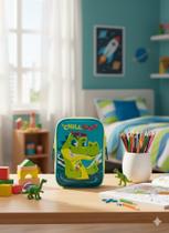 Estojo Grande Puket Jacaré Relax Azul Petróleo Menino