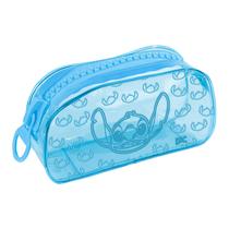 Estojo Grande Stitch Zíper Trator em PVC Cristal - DAC