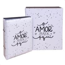 Estojo Imantado com Álbum p/ 120 fotos 10x15 AMOR MORA Família Amigos Casal