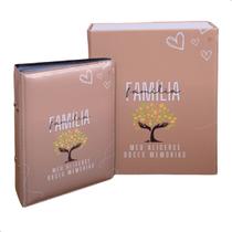 Estojo Imantado com Álbum p/ 120 fotos 10x15 FAMÍLIA ALICERCE Momentos Amor Lembranças