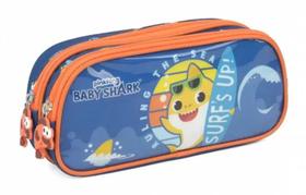 Estojo Infantil Duplo Escolar Baby Shark Organizador Meninos Estojo Infantil Duplo Escolar Baby Shark Organizador Meninos
