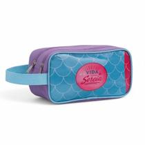 Estojo Infantil Escolar Duplo Reforçado Premium Menina Feminino Sereia Cristal Juvenil Grande
