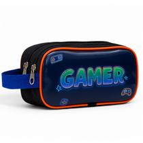 Estojo Infantil Escolar Duplo Reforçado Premium Menino Masculino Cristal Juvenil Grande Gamer