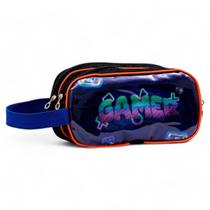 Estojo Infantil Escolar Duplo Reforçado Premium Menino Masculino Cristal Juvenil Grande Gamer