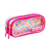 Estojo Infantil Kit Duplo Retangular Magic Rainbow (SORTIDOS)