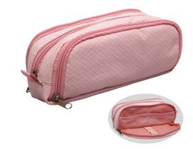 Estojo Infantil LS Bolsas De 3 divisões Rosa com Organizador De Lápis e Canetas - EE1248