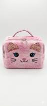 Estojo Infantil Maquiagem Viagem Pelúcia Nécessaire Gatinha