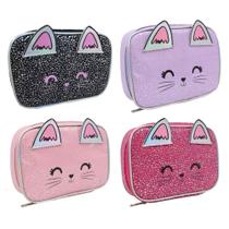 Estojo Infantil Quadrado Escolar Gatinho