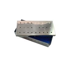 Estojo inox 26x12x06cm com manta azul