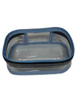 Estojo Jumbo PVC Cristal incolor Borda na Azul Claro Fizz