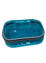 Estojo Jumbo PVC Cristal incolor Borda na Color Azul Fizz