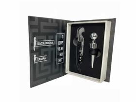 Estojo kit vinho 2 pcs abridor e tampa