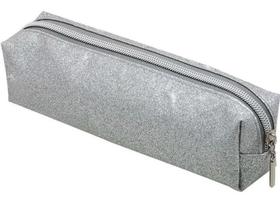 Estojo Lápis Com Glitter Para Escola Cor Prata