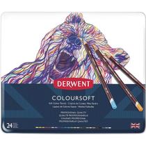 Estojo Lápis Cor Derwent Permanente Coloursoft 24 Cores Lata 0701027