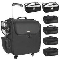 Estojo Makeup Train Relavel Rolling com 6 bolsas de maquiagem transparentes Estojo Makeup Train Relavel Rolling com 6 bolsas de maquiagem transparentes