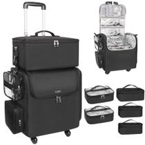 Estojo Makeup Train Relavel Rolling com estojo grande e 5 bolsas pequenas