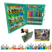 Estojo Maleta De Pintura Infantil Estojo 150 Peças Para Colorir Dinossauro Menino Voltas Aulas