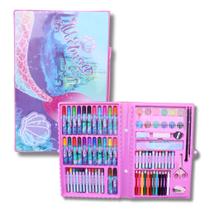 Estojo Maleta Escolar 86 Peças Canetinha Lapis Sereia 1