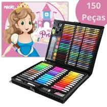 Estojo Maleta Escolar Pintura Infantil 150 Peças Princesas - Magic