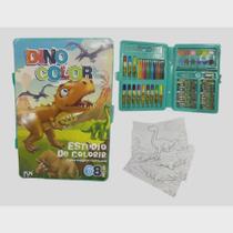 Estojo maleta escolar pintura infantil 68 peças dinossauro - TOYS