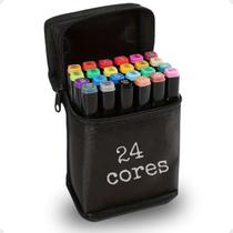 Estojo Maleta Kit 24 Cores Conjunto Canetinhas Cololoridas
