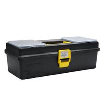 Estojo Maleta Para Armazenar Acessórios De Pesca Emifran EF-385 Amazonas C/ Bandeja Removível e Organizadores 36x16,8x12cm Preto C/ Amarelo